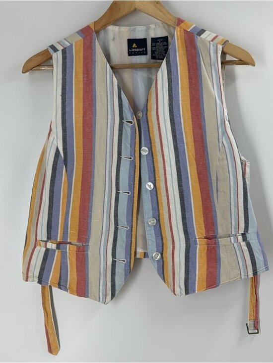 Jackets & Blazers - linen blend summertime striped vest button
